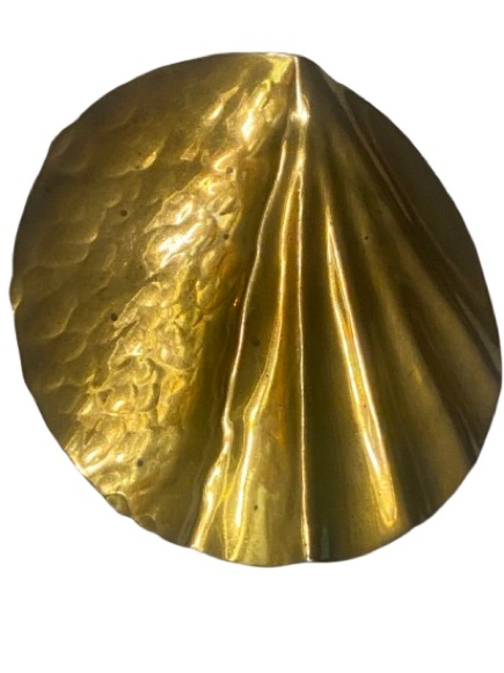 Vintage Oversized Statement  Brass Scallop Shell Pendant Signed Distefano MCM